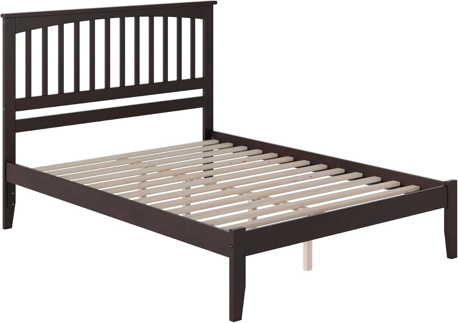 Mission Walnut King Bed with Slatted Headboard & Storage