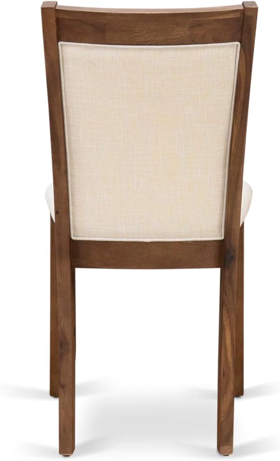 V777MZN32-9- Dinner Table and 8 Light Beige Chairs - Distressed Jacobean Finish
