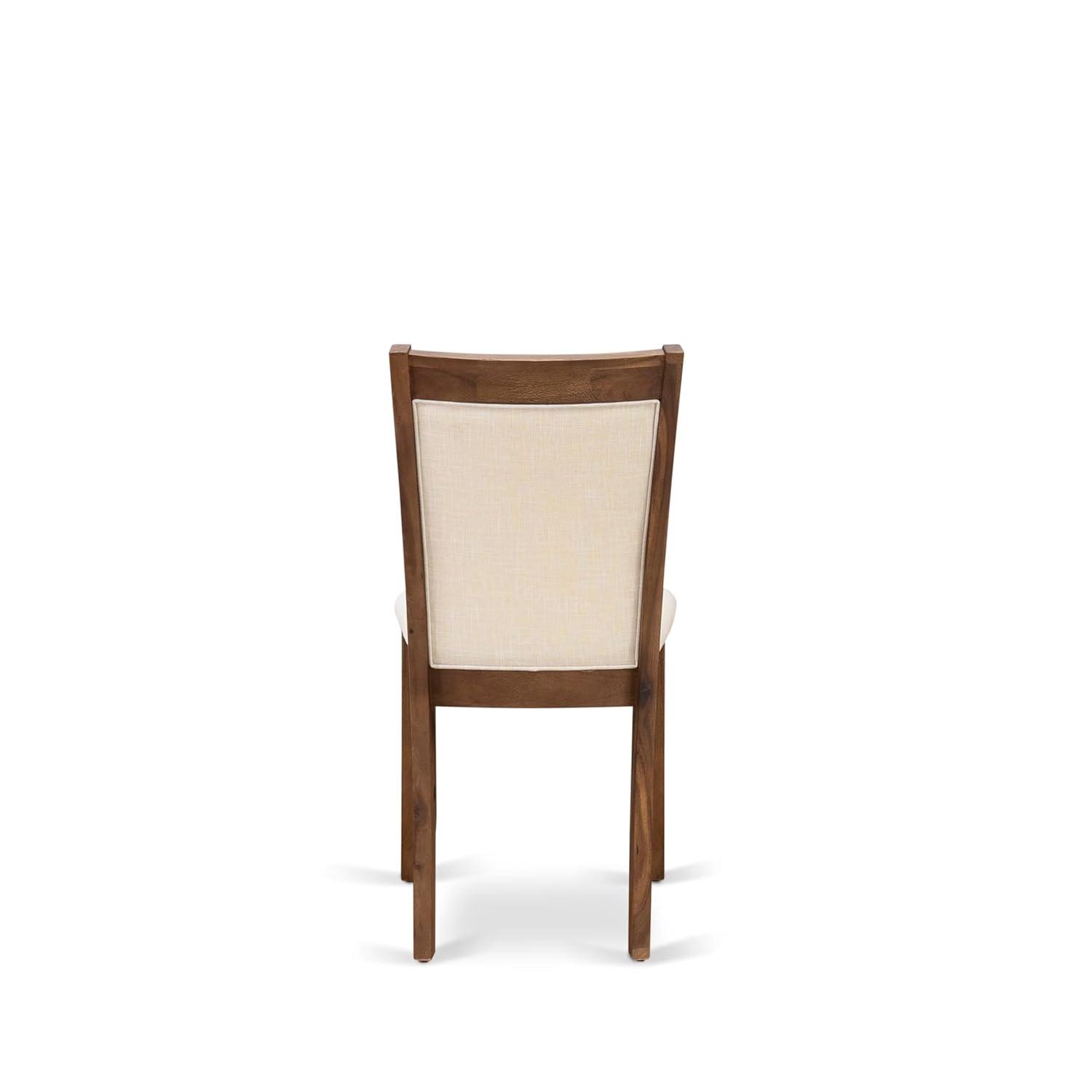 V777MZN32-9- Dinner Table and 8 Light Beige Chairs - Distressed Jacobean Finish