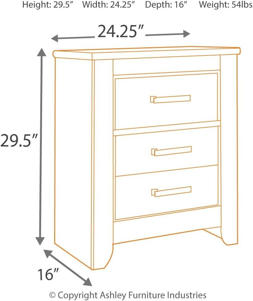 Signature Design by Ashley Casual Zelen 2 Drawer Nightstand, Warm Gray