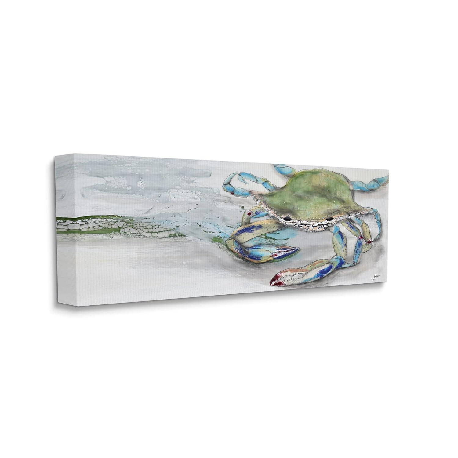 Stupell Industries Vivid Crab Beach Shoreline Nautical Landscape Scene Painting Gallery Wrapped Canvas Print Wall Art, Design by Stacy Gresell