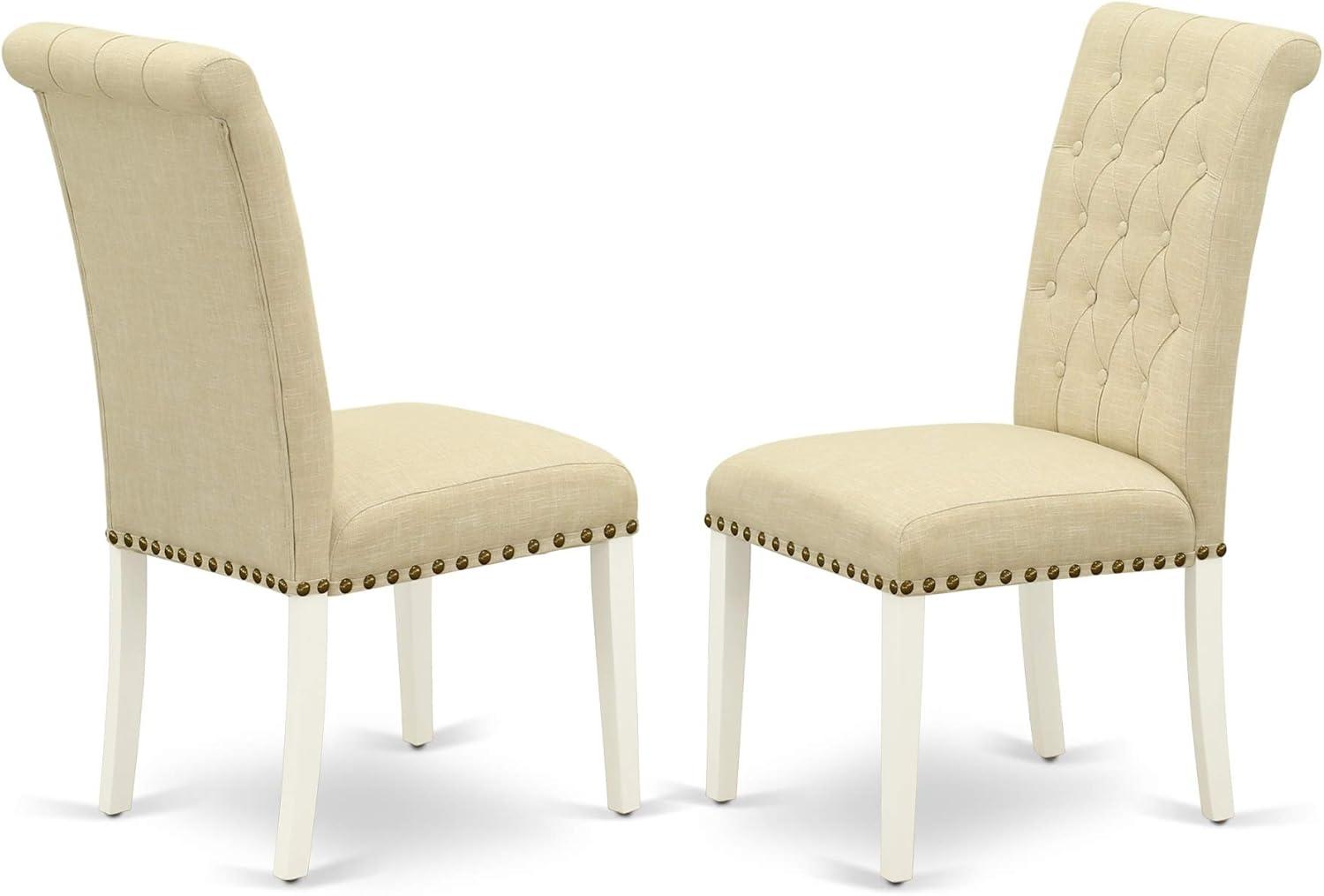 Elegant Linen White Parsons Side Chair with Tufted Upholstery (Set of 2)