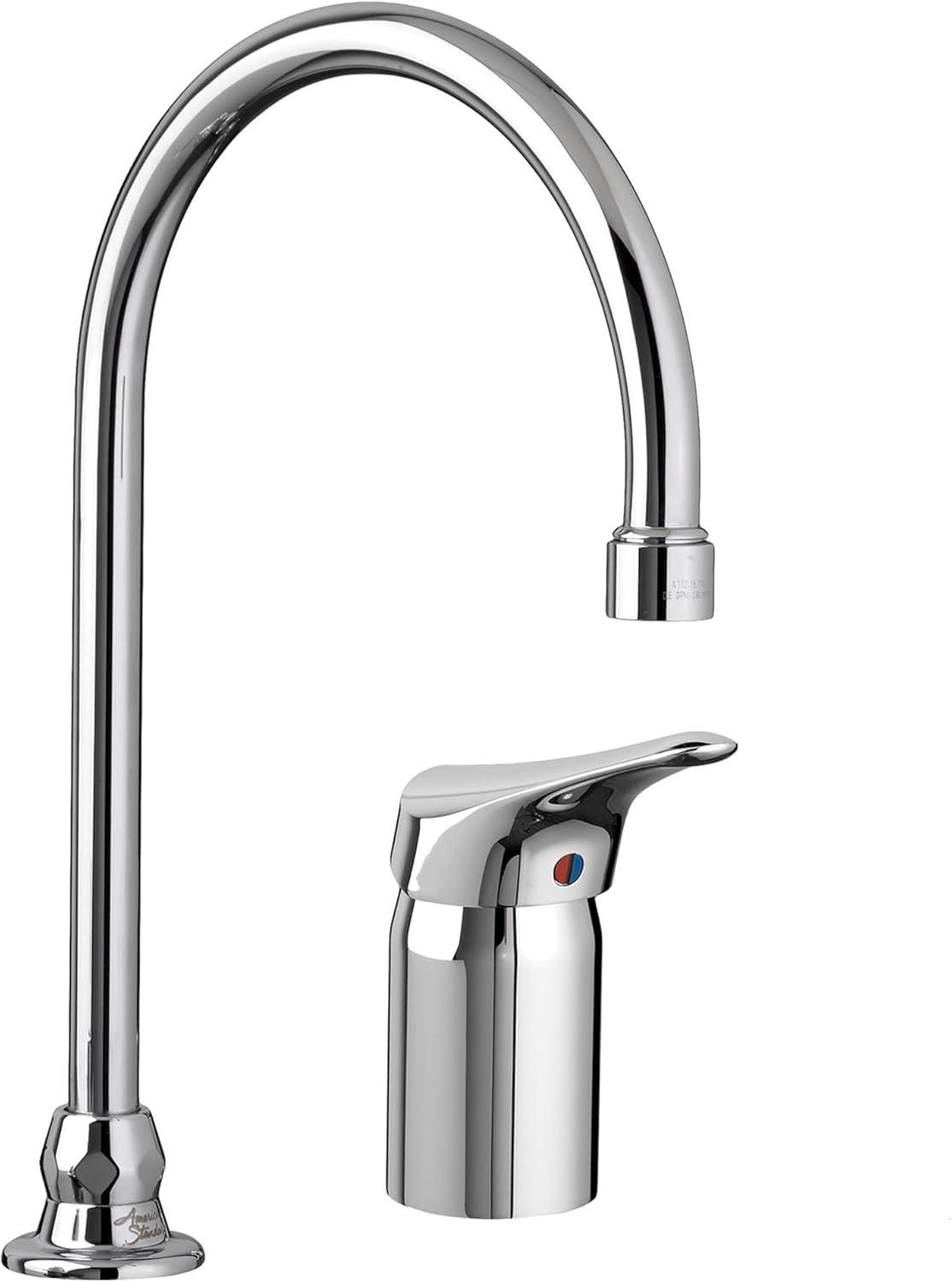 Polished Chrome Single Handle Gooseneck Kitchen Faucet