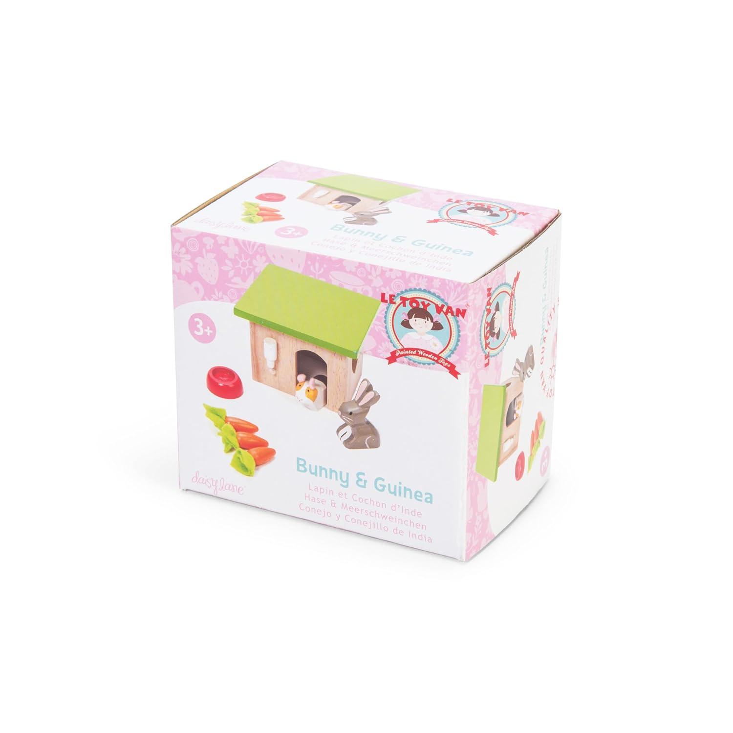 Wooden Bunny and Guinea Pig Play Set with Green Hutch