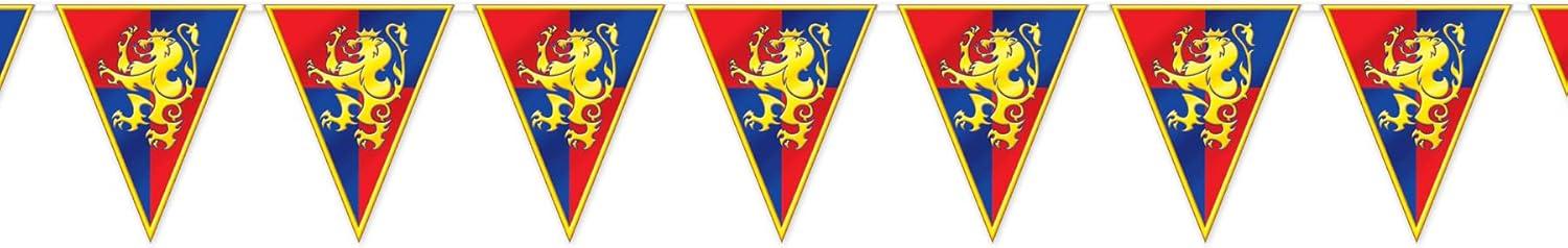 Beistle Medieval Pennant Banner, 11" x 12', (2/Pkg) Multicolored