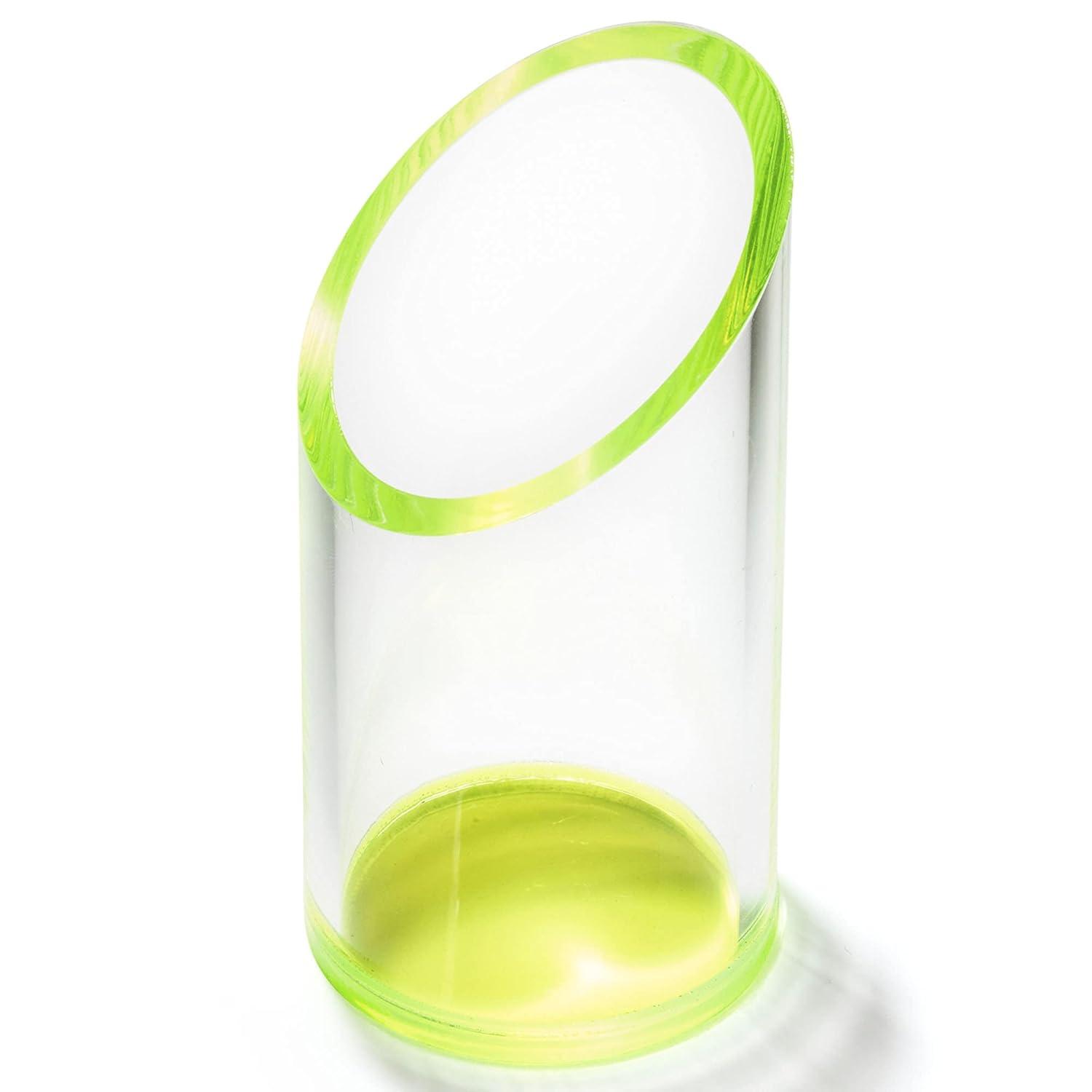OfficeGoods Acrylic Pen and Pencil Holder with Neon Green Accents Home Office Desk Accessories