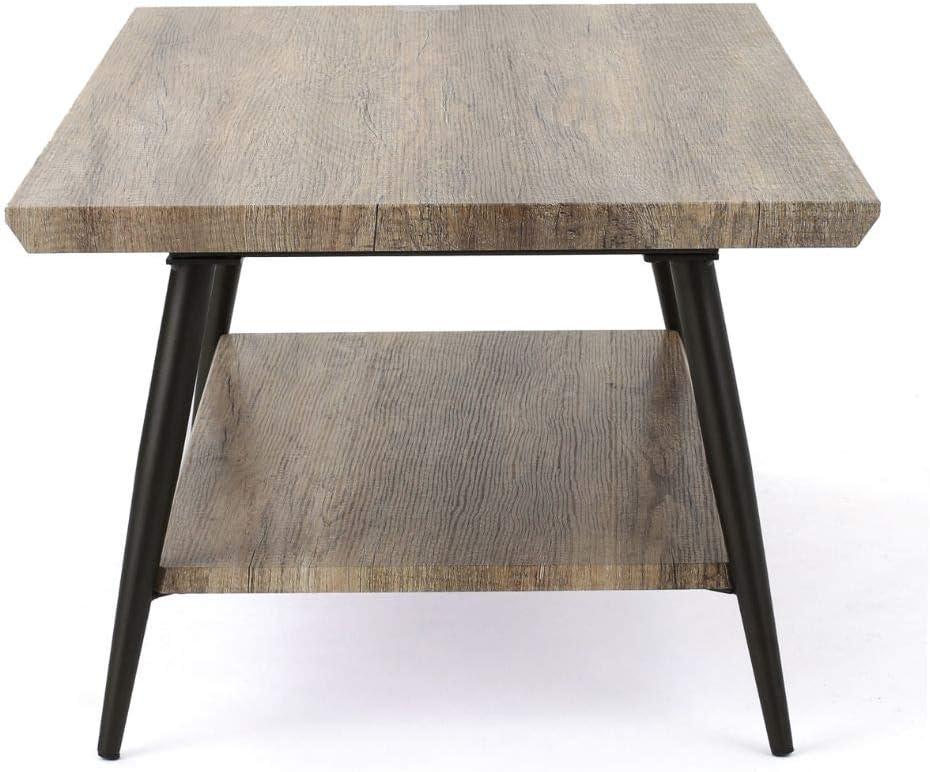 GDF Studio Darlington Modern Industrial Wood Coffee Table with Shelf, Canyon Gray and Black