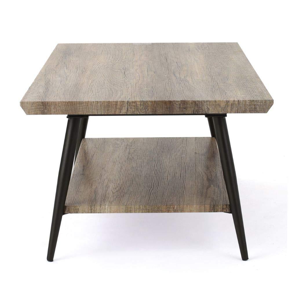 GDF Studio Darlington Modern Industrial Wood Coffee Table with Shelf, Canyon Gray and Black
