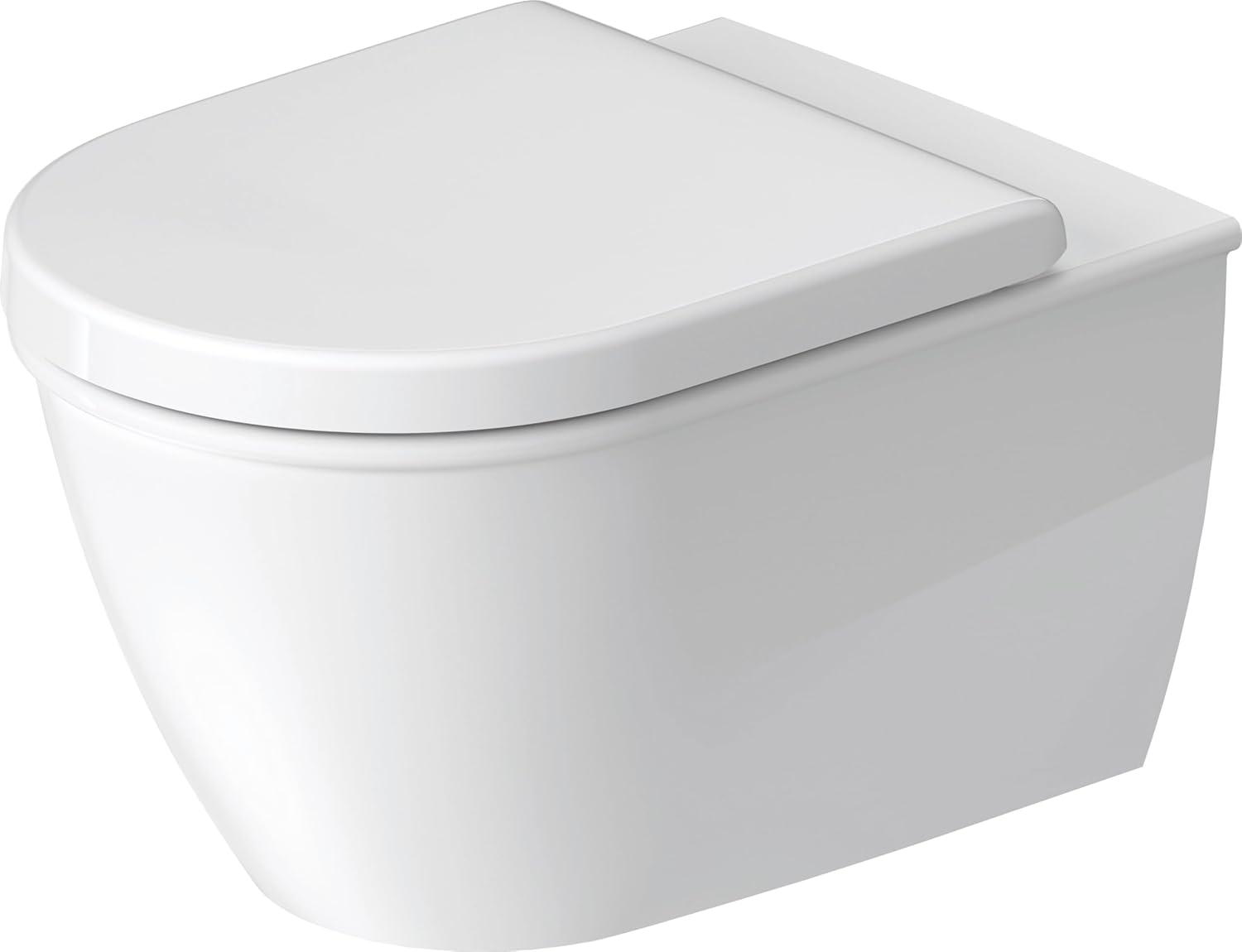 White Ceramic Wall-Mounted Dual Flush Elongated Toilet