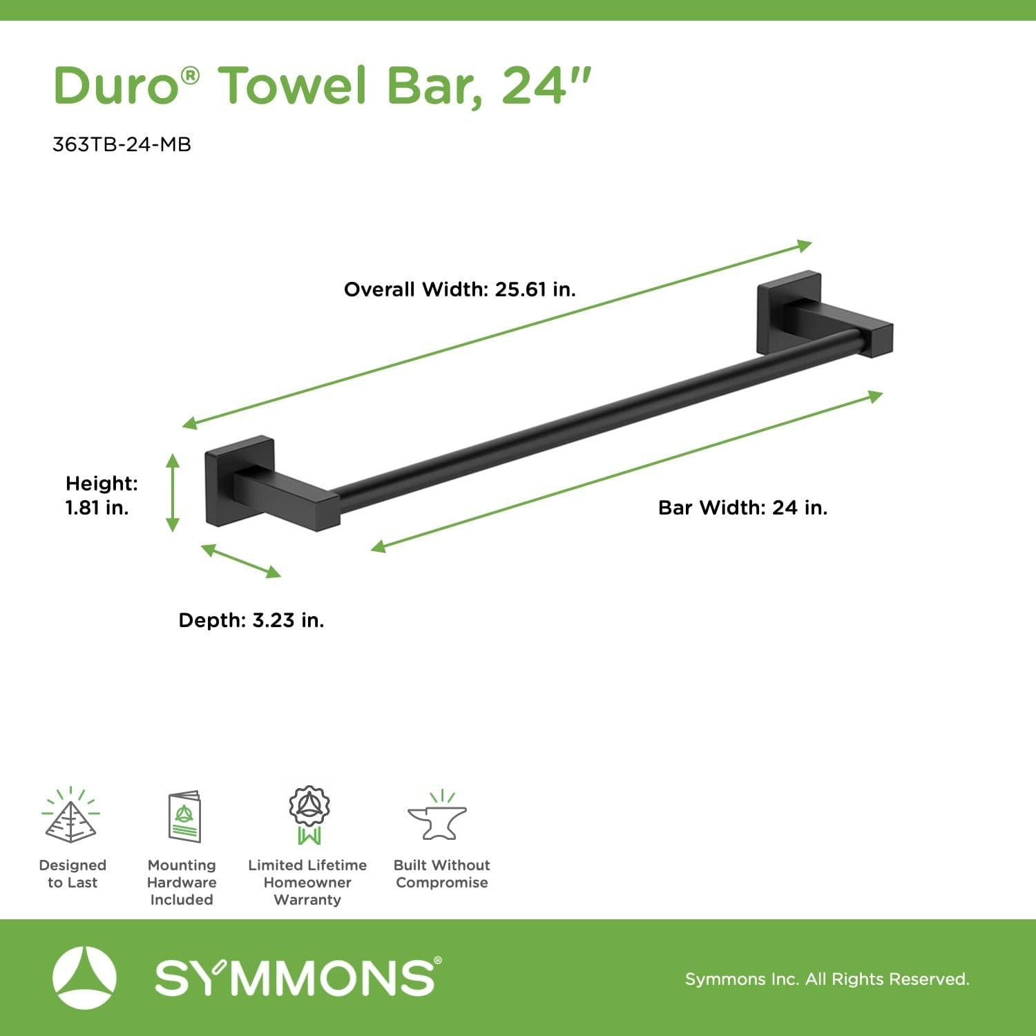 Matte Black 24" Wall-Mounted Metal Towel Bar