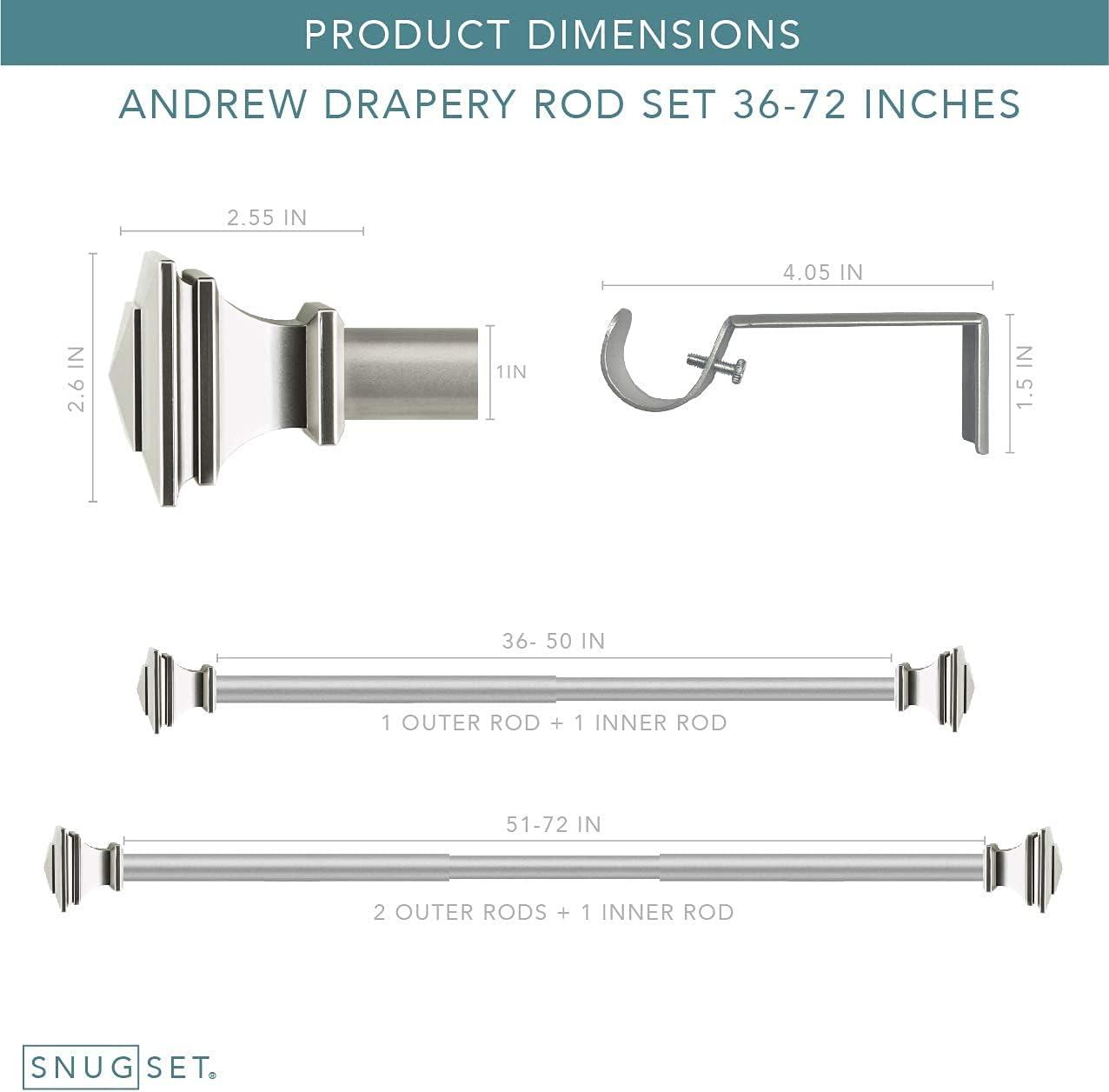 SnugSet Andrew Steel Adjustable Single Curtain Rod