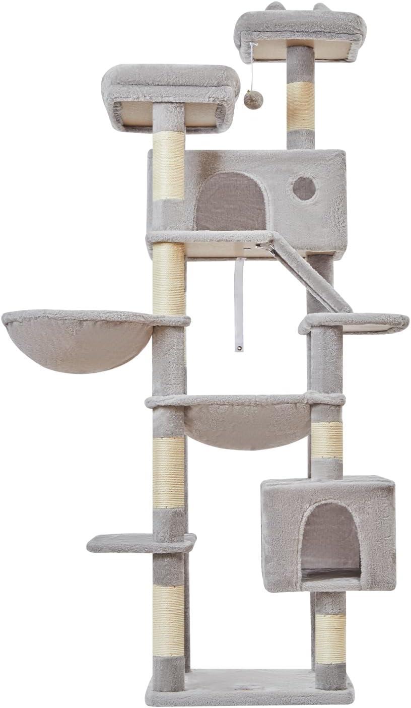 Light Gray 71-Inch Multi-Level Cat Tree with Sisal Posts