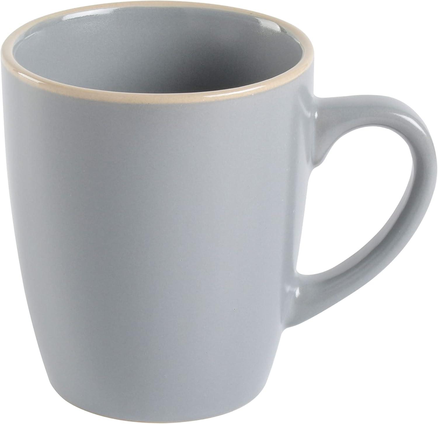 Matte Gray Ceramic 12.5oz Mug Set, 6-Piece