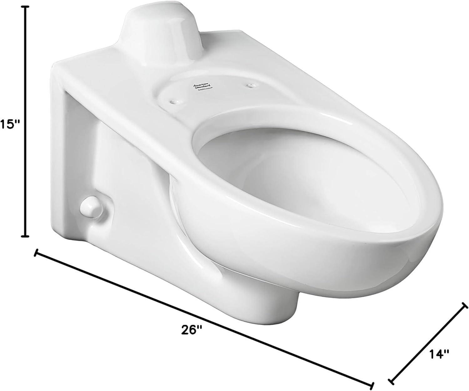 American Standard Toilet Bowl,Elongated,Wall,Flush Valve 3353101.020