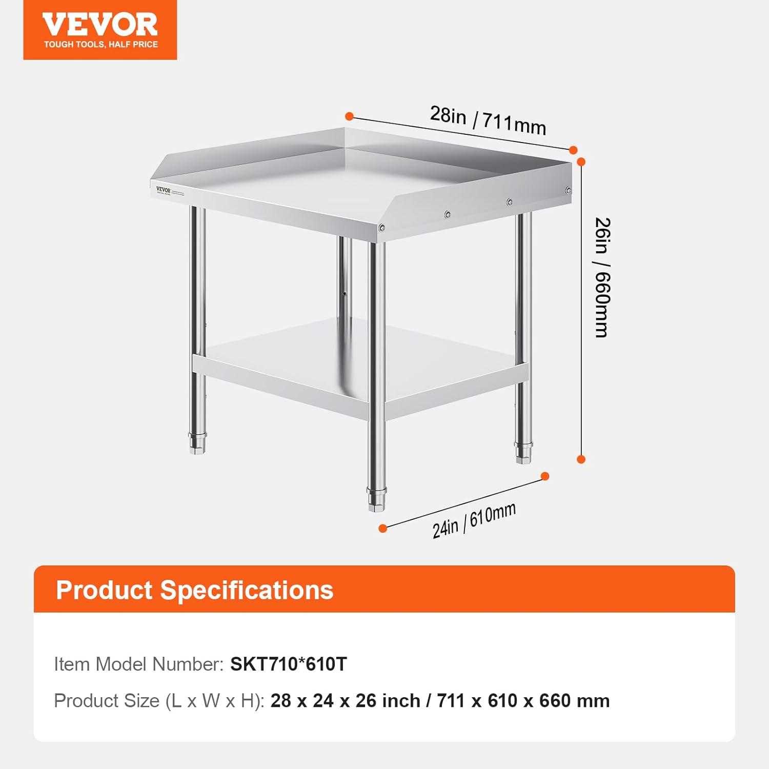 VEVOR VEVOR Stainless Steel 24'' H Work Table