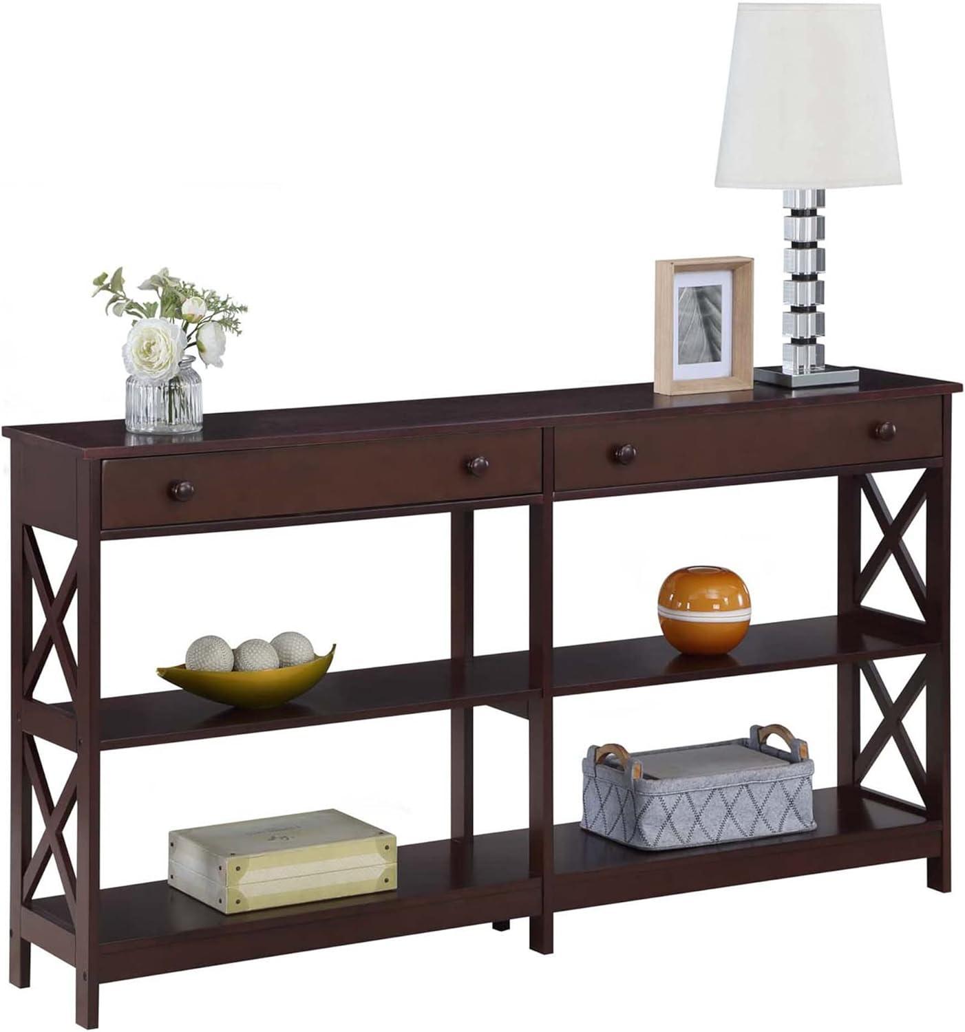 Convenience Concepts Oxford 2 Drawer 60 inch Console Table with Shelves