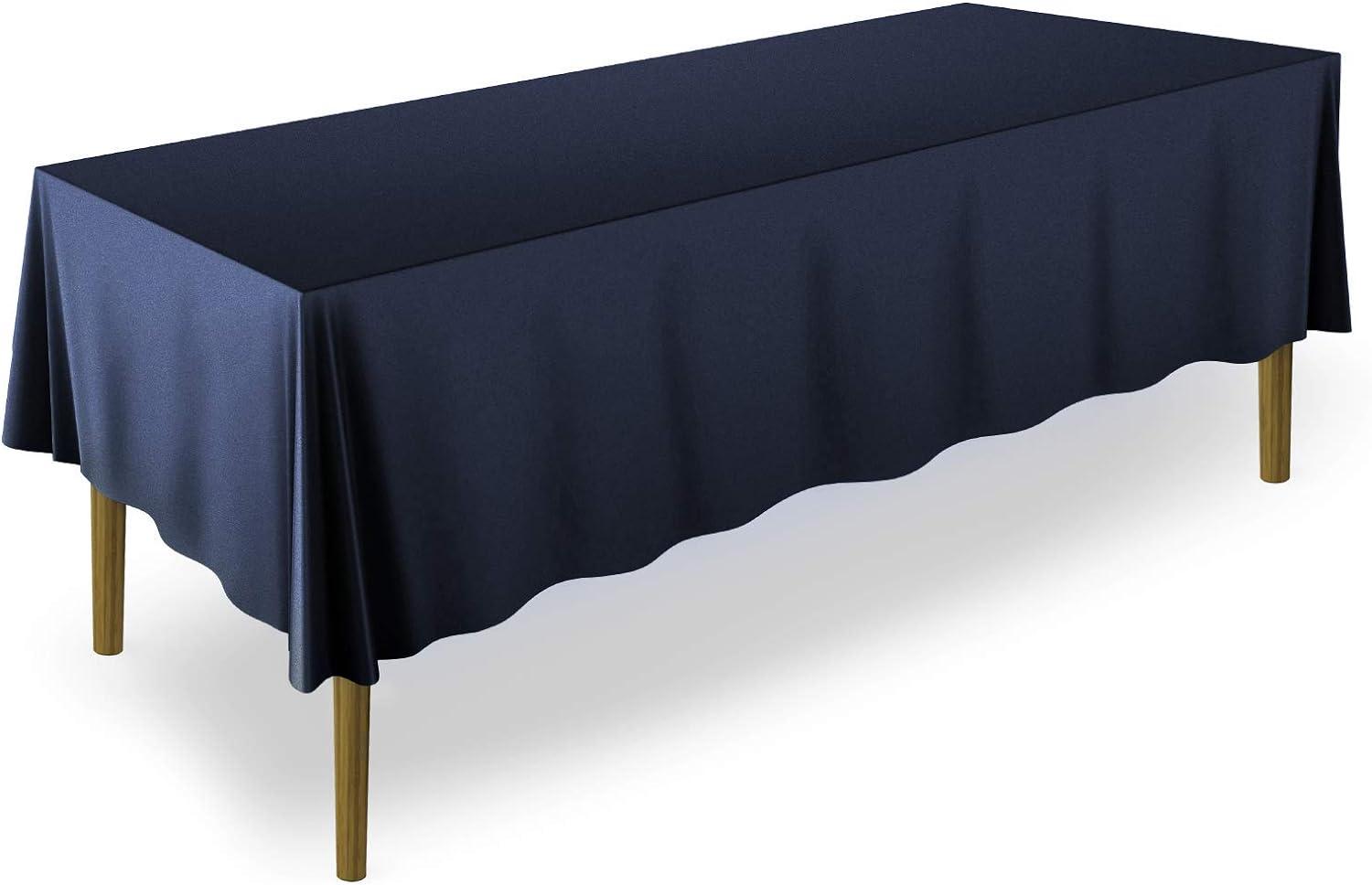 Lann's Linens Polyester Fabric Tablecloth for Wedding, Banquet, Restaurant - 70 x 120 Inch Rectangular - Navy Blue