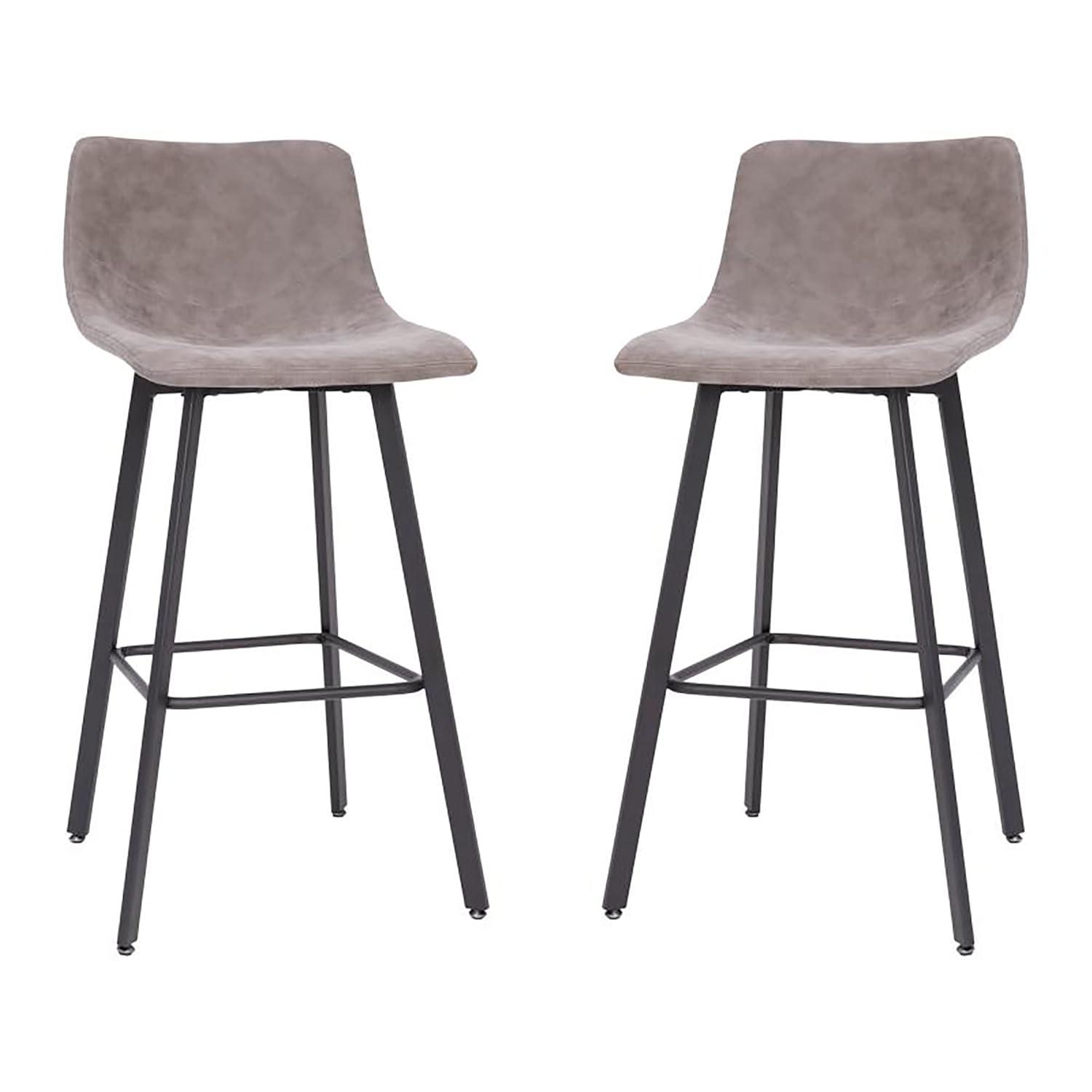 Flash Furniture Set of 2 Commercial Indoor Armless Iron Barstools - Gray LeatherSoft