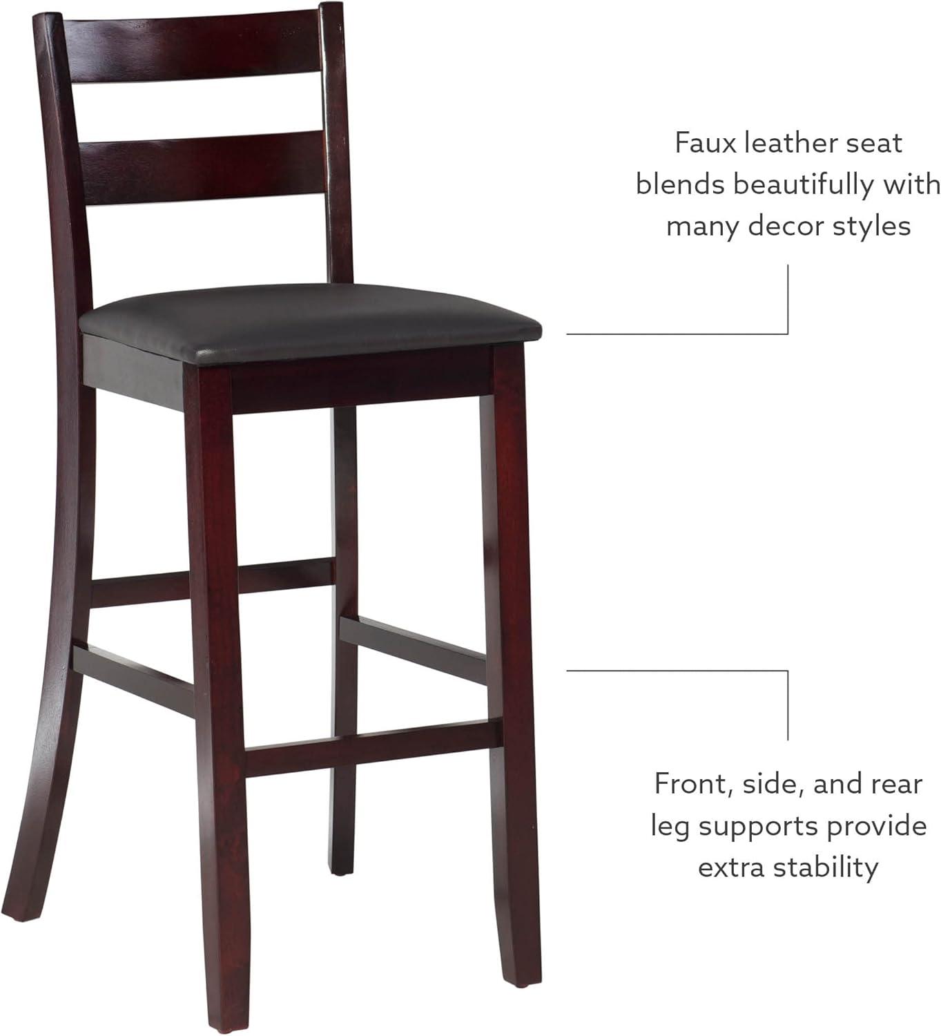 29" Triena Soho Padded Seat Faux Leather Barstool Hardwood/Brown - Linon: Upholstered, 31" High