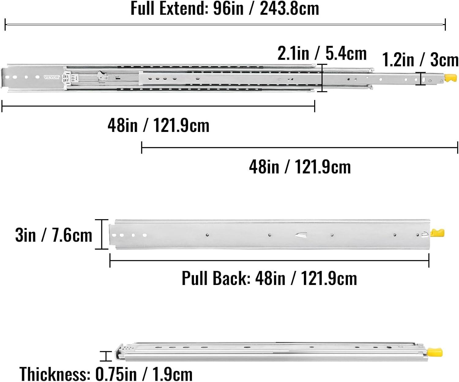 VEVOR Full Extension Soft Close Side Mount Metal Drawer Slide (Set of 2)