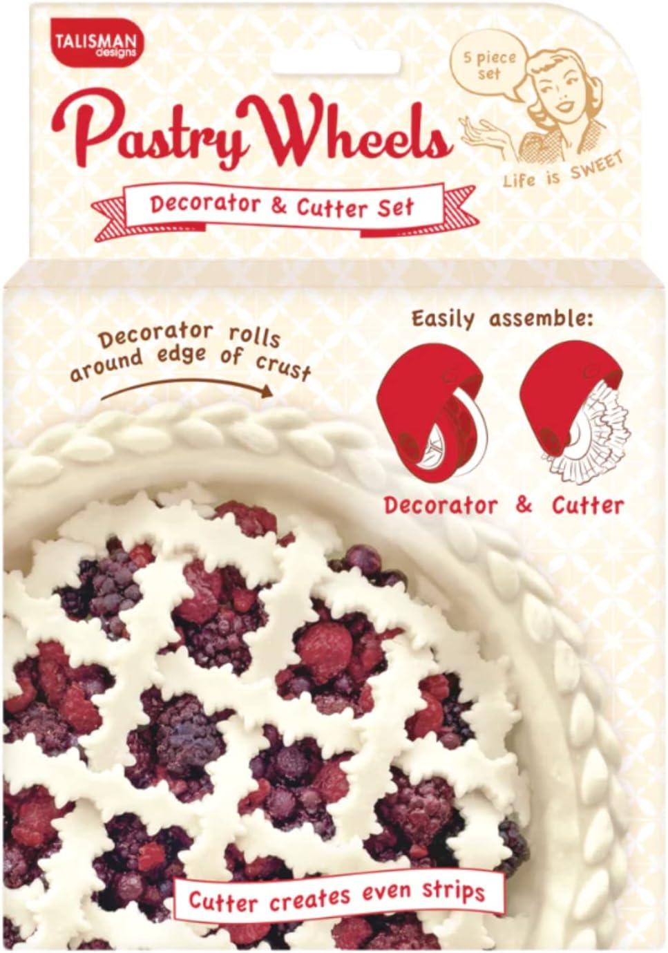 Talisman Designs Pastry Wheels Pie Crust Decorator & Cutter Set, Red