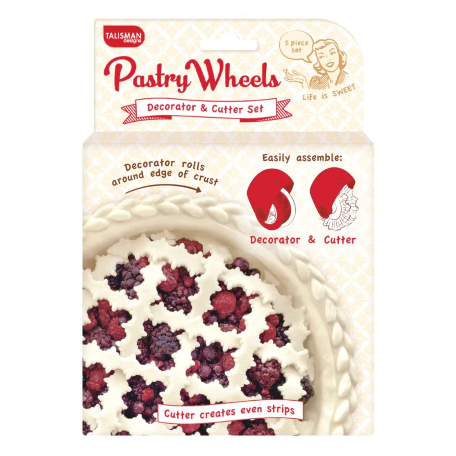 Talisman Designs Pastry Wheels Pie Crust Decorator & Cutter Set, Red