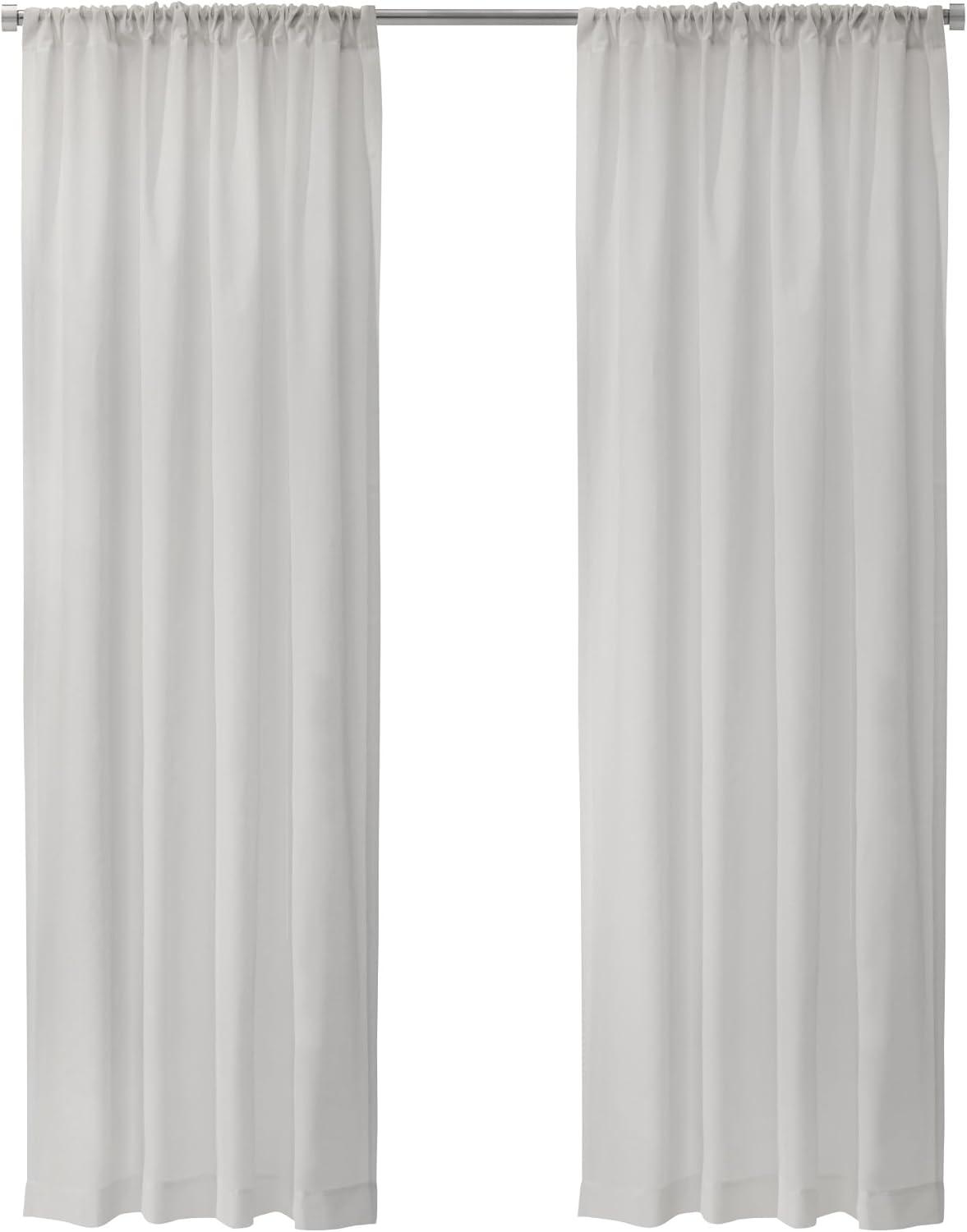 White Faux Silk Sheer Rod Pocket Curtain Panel 63"