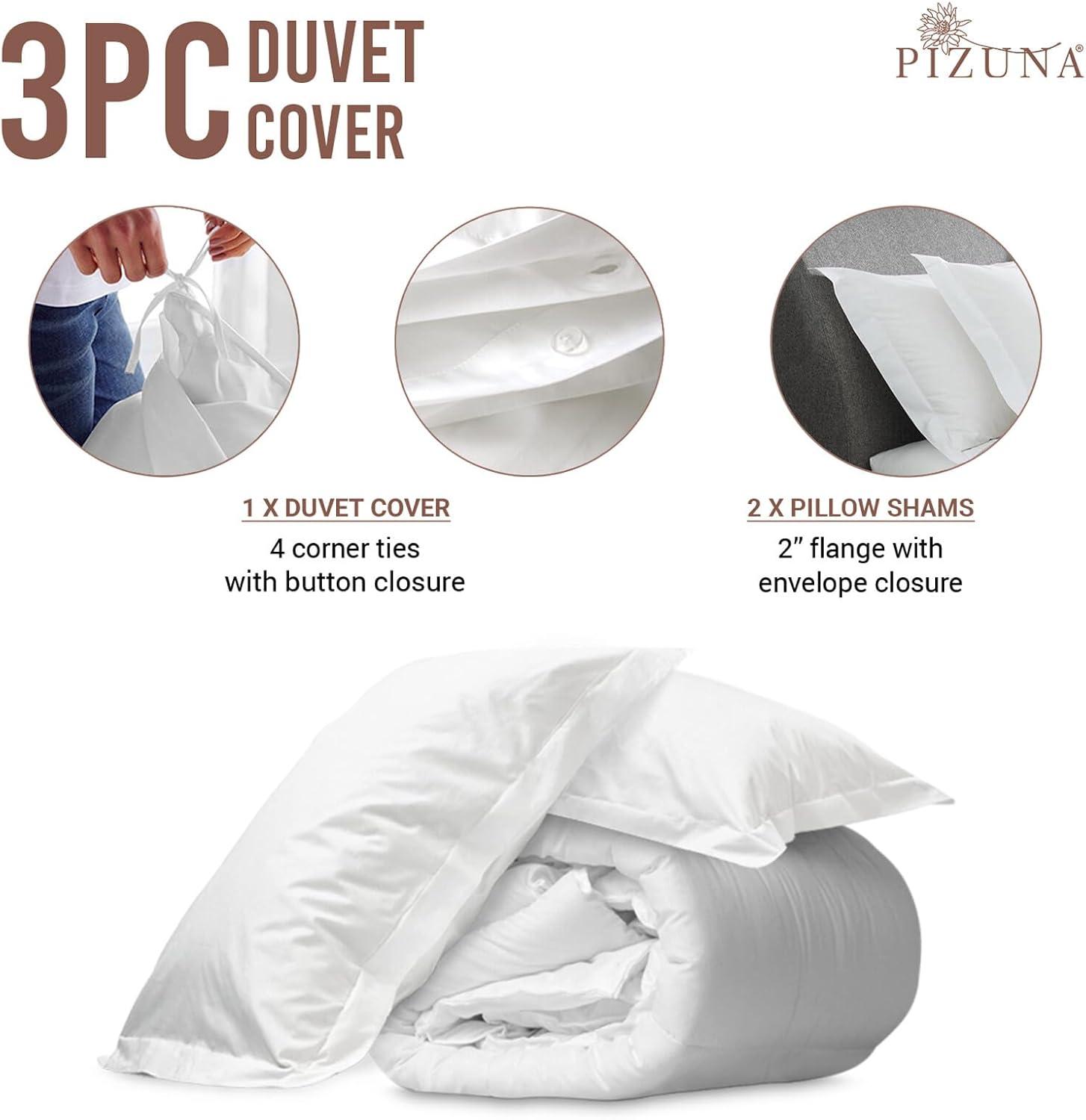 Lavish Touch Duvet Cover Set, 100% Cotton Bed Sets, Luxury Soft with Button