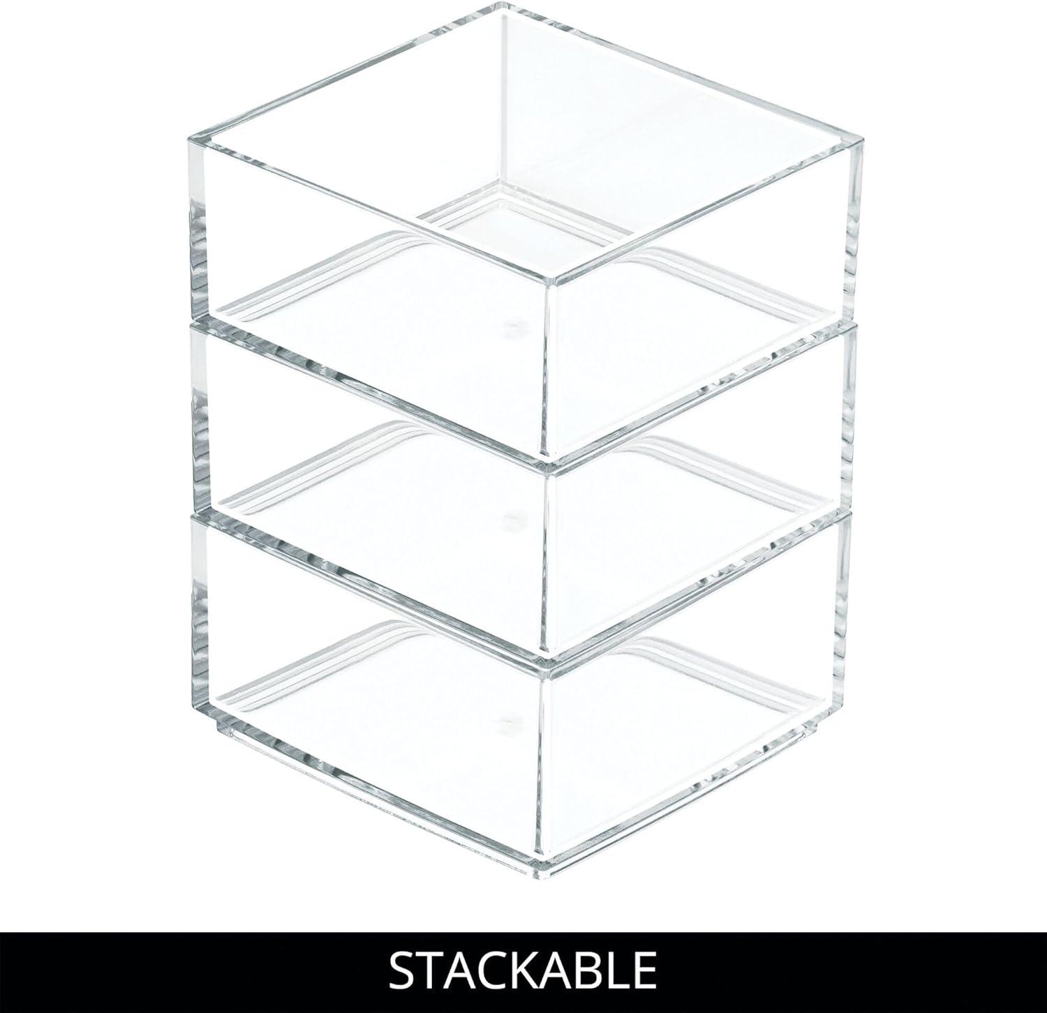 iDesign Clarity Plastic Drawer Organizer, Storage Container for Kitchen Gadgets, Corks, Sticky-Notes, Clips in Pantry, Cabinets, Countertops, 4" x 4" x 2" - Clear,X-Small