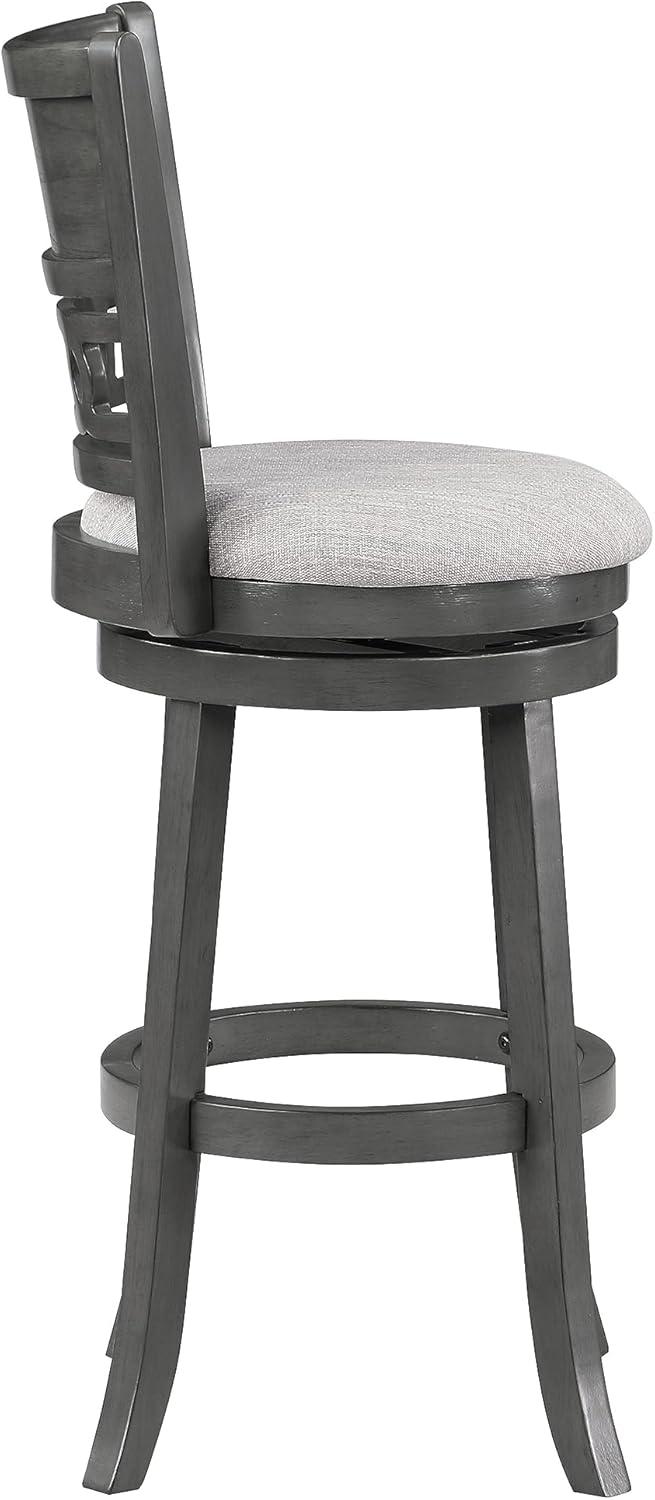 New Classic Furniture, Gia 29" Solid Wood Swivel Bar Stool with Fabric Seat in Gray, Gray