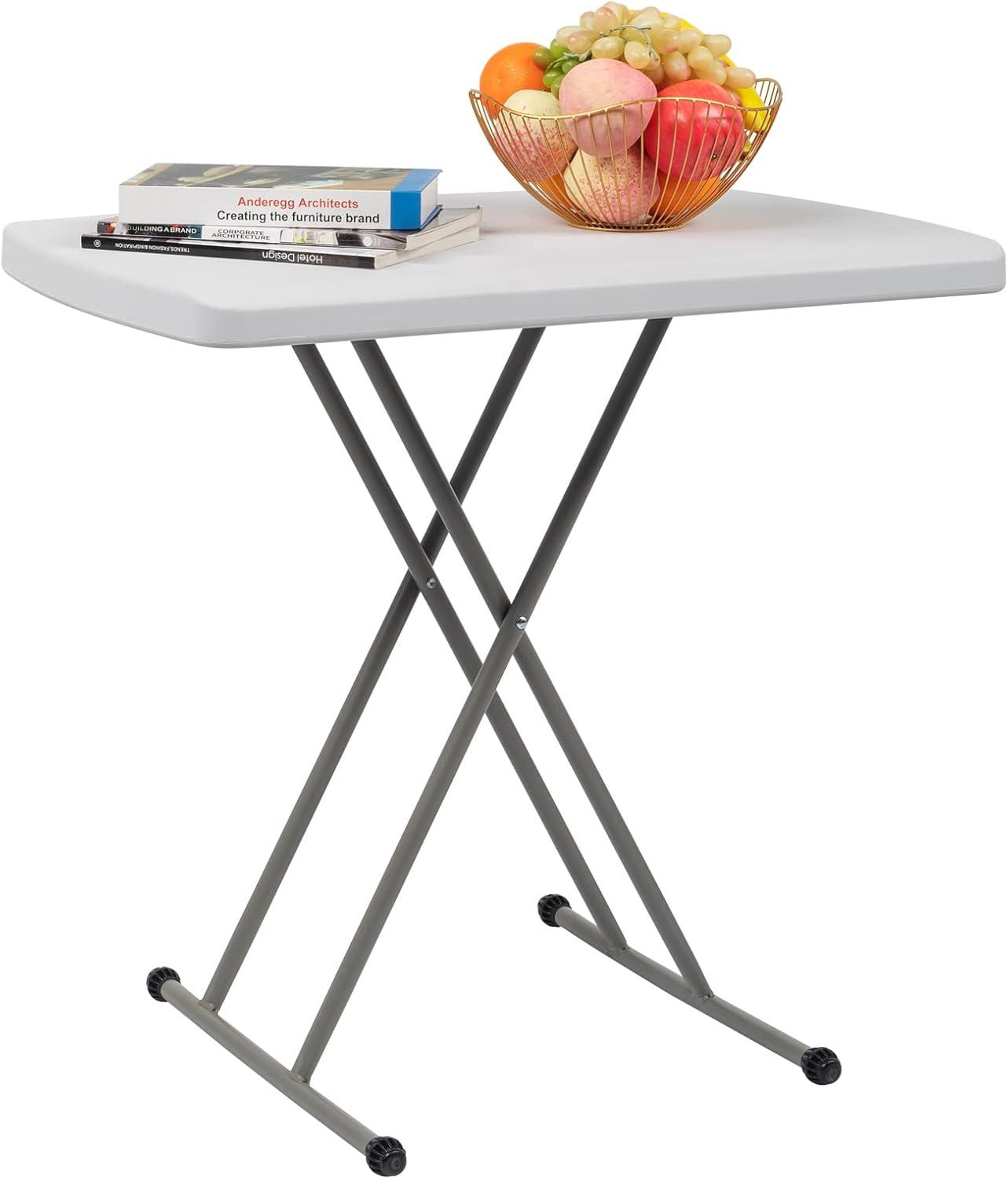 30'' Plastic Folding Tables Rectangular Utility Table Adjustable Height White