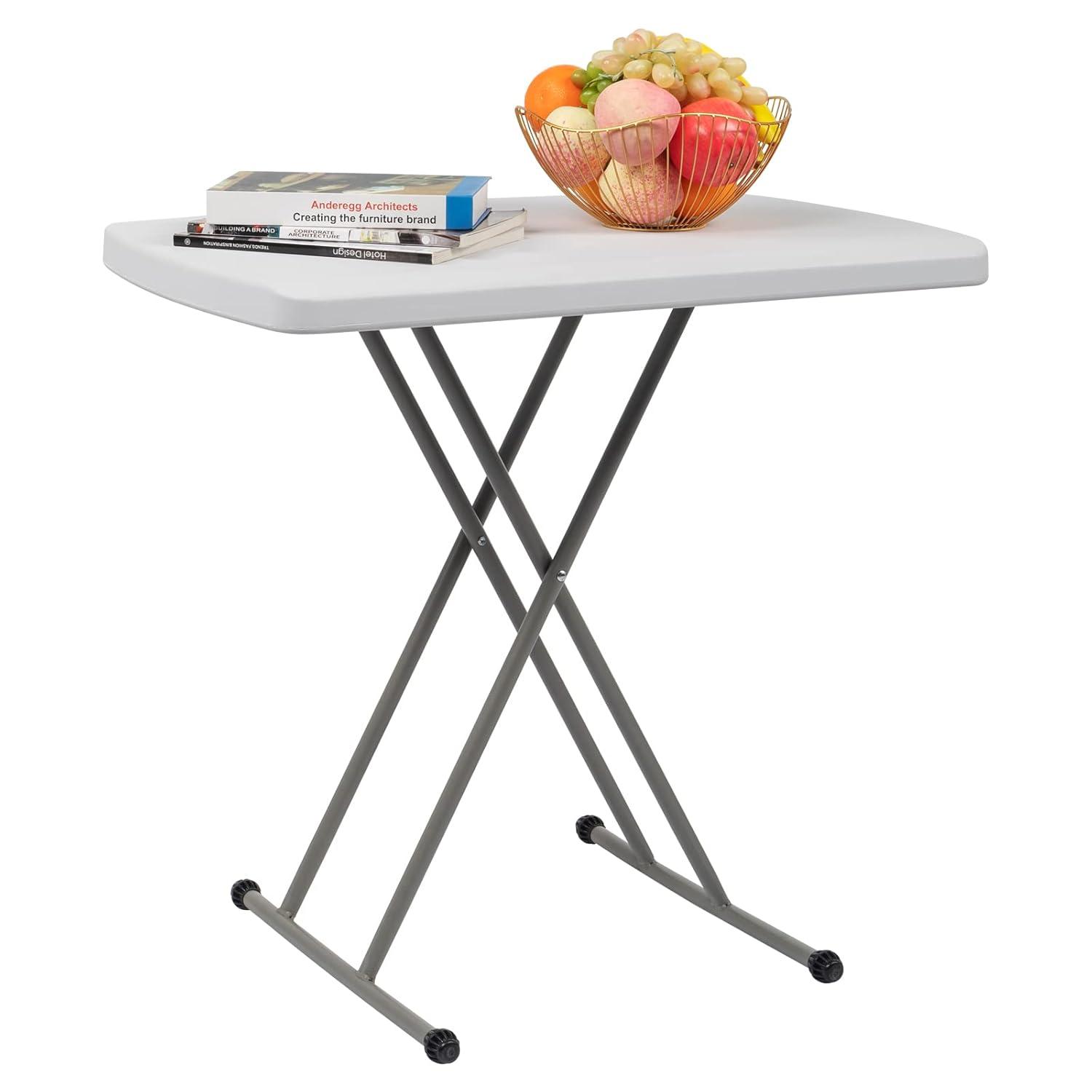 30'' Plastic Folding Tables Rectangular Utility Table Adjustable Height White