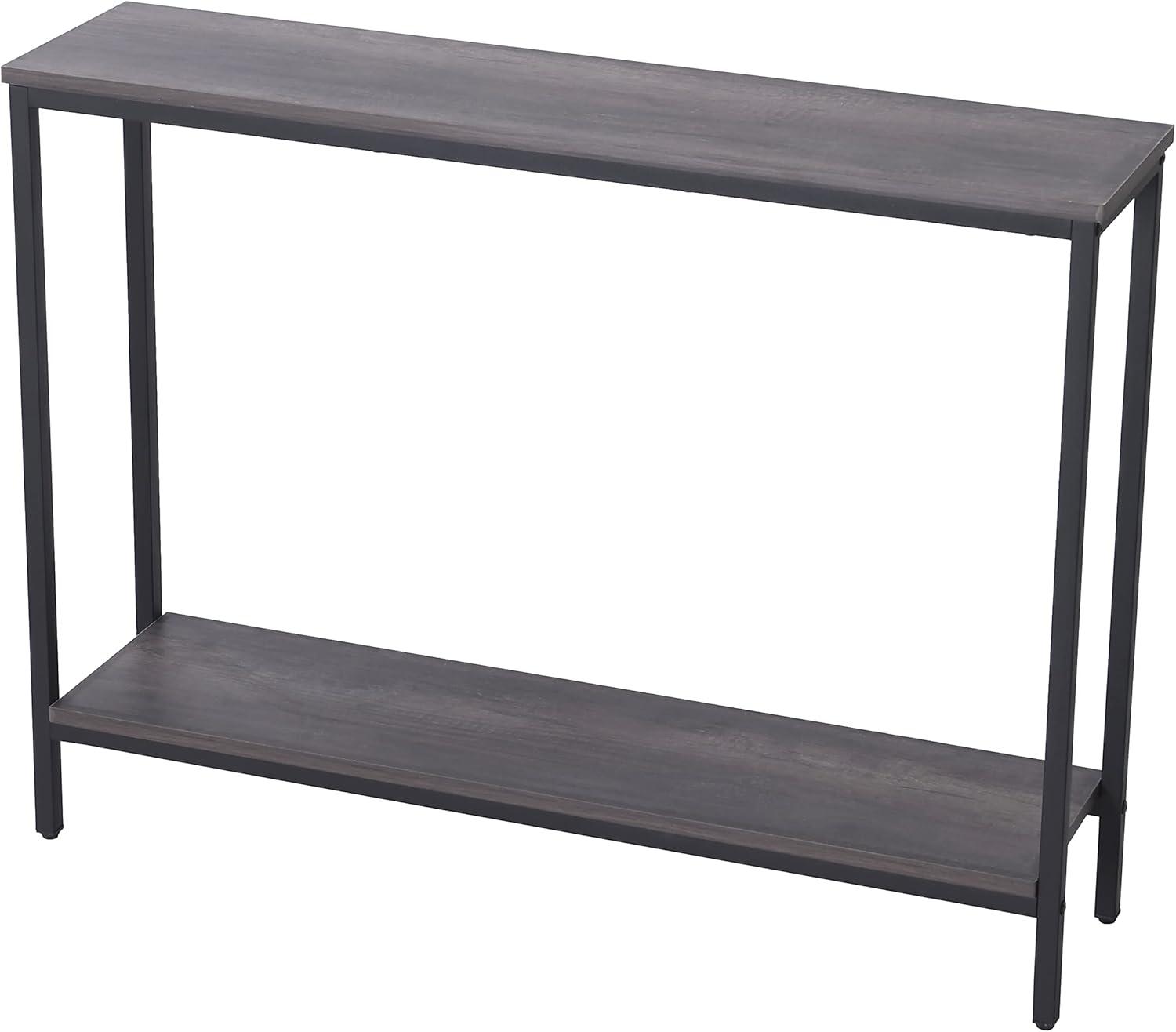 Dark Gray Industrial Wood and Metal Console Table