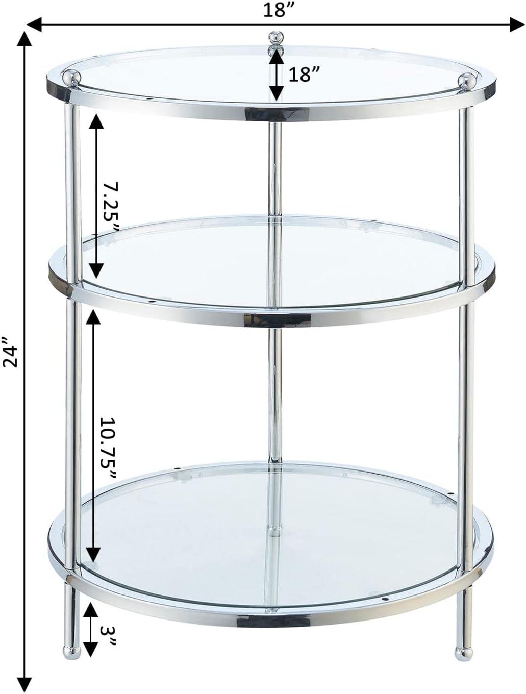 Convenience Concepts End Table Coffee Accent Table Round in Metal - Chrome