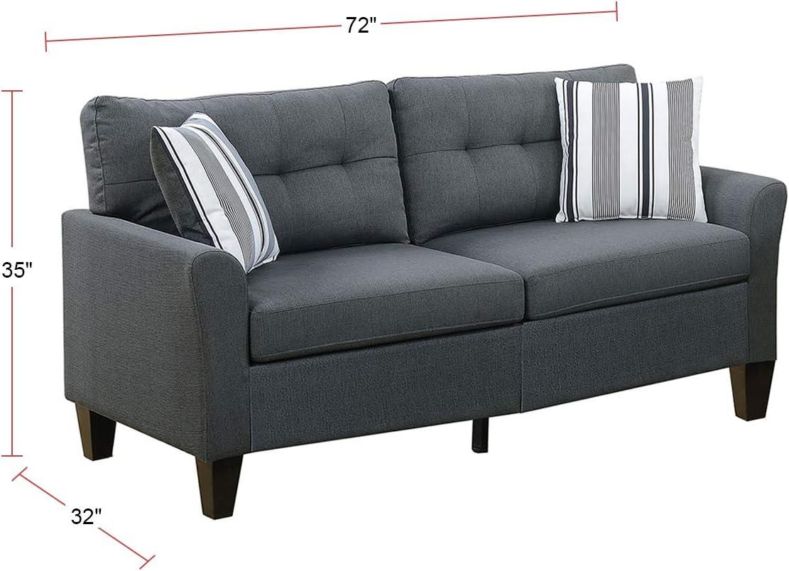 Glossy Polyfiber 2 Piece Sofa Set In Charcoal Gray- Saltoro Sherpi