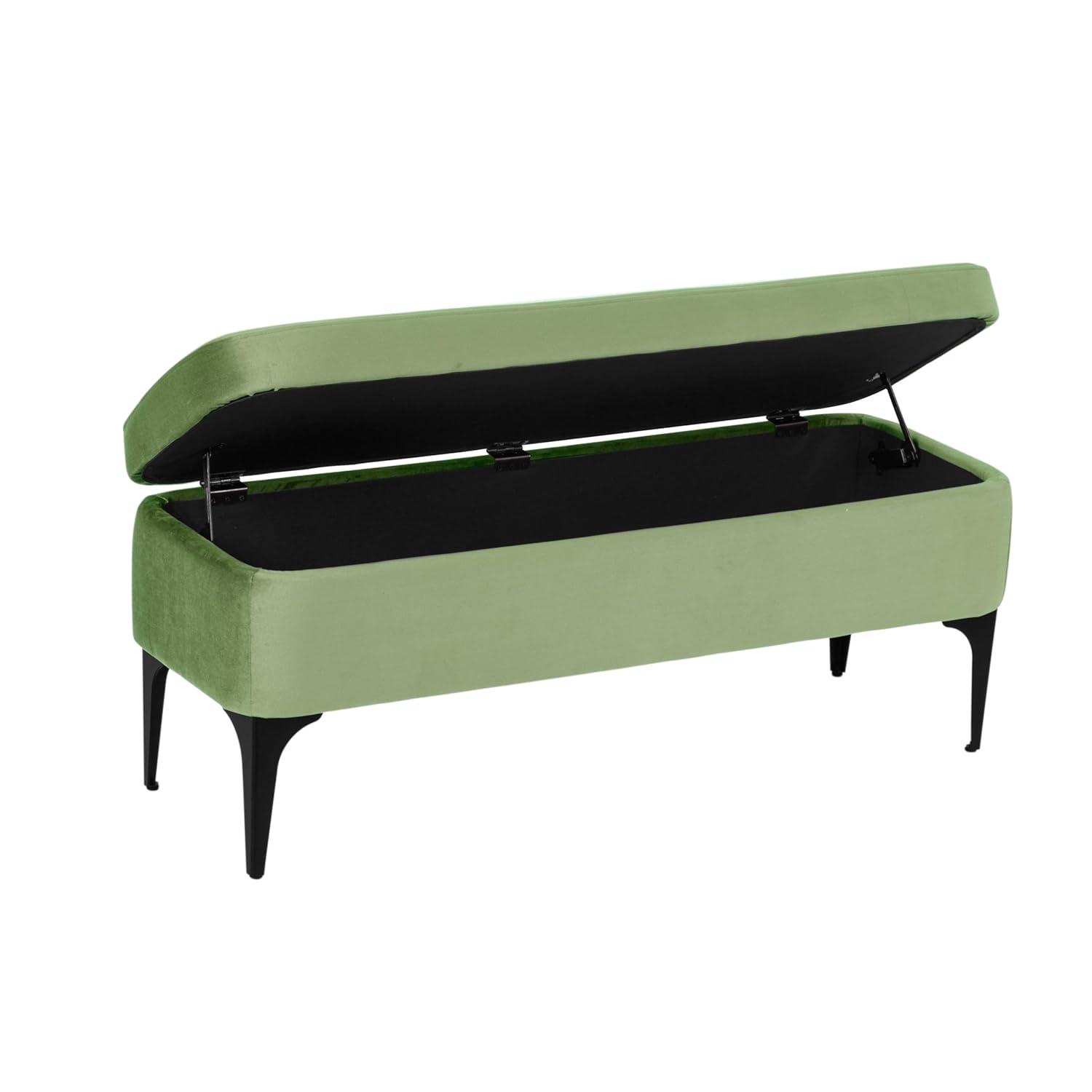 Large Modern Storage Bench Green Velvet - HomePop