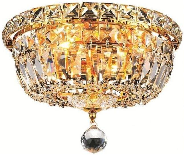Elegant Lighting Tranquil 4 light Gold Flush Mount Clear Royal Cut Crystal