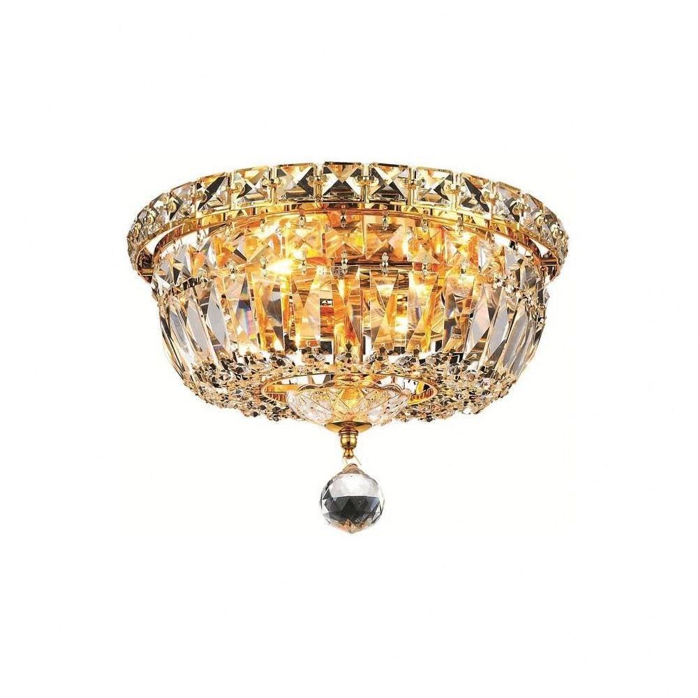 Elegant Lighting Tranquil 4 light Gold Flush Mount Clear Royal Cut Crystal