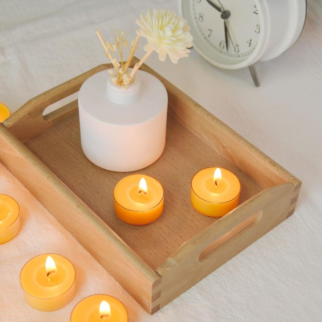 12pcs Natural Beeswax Tealight Candles - Organic Candle Honey Scent Smokeless Clean Burning