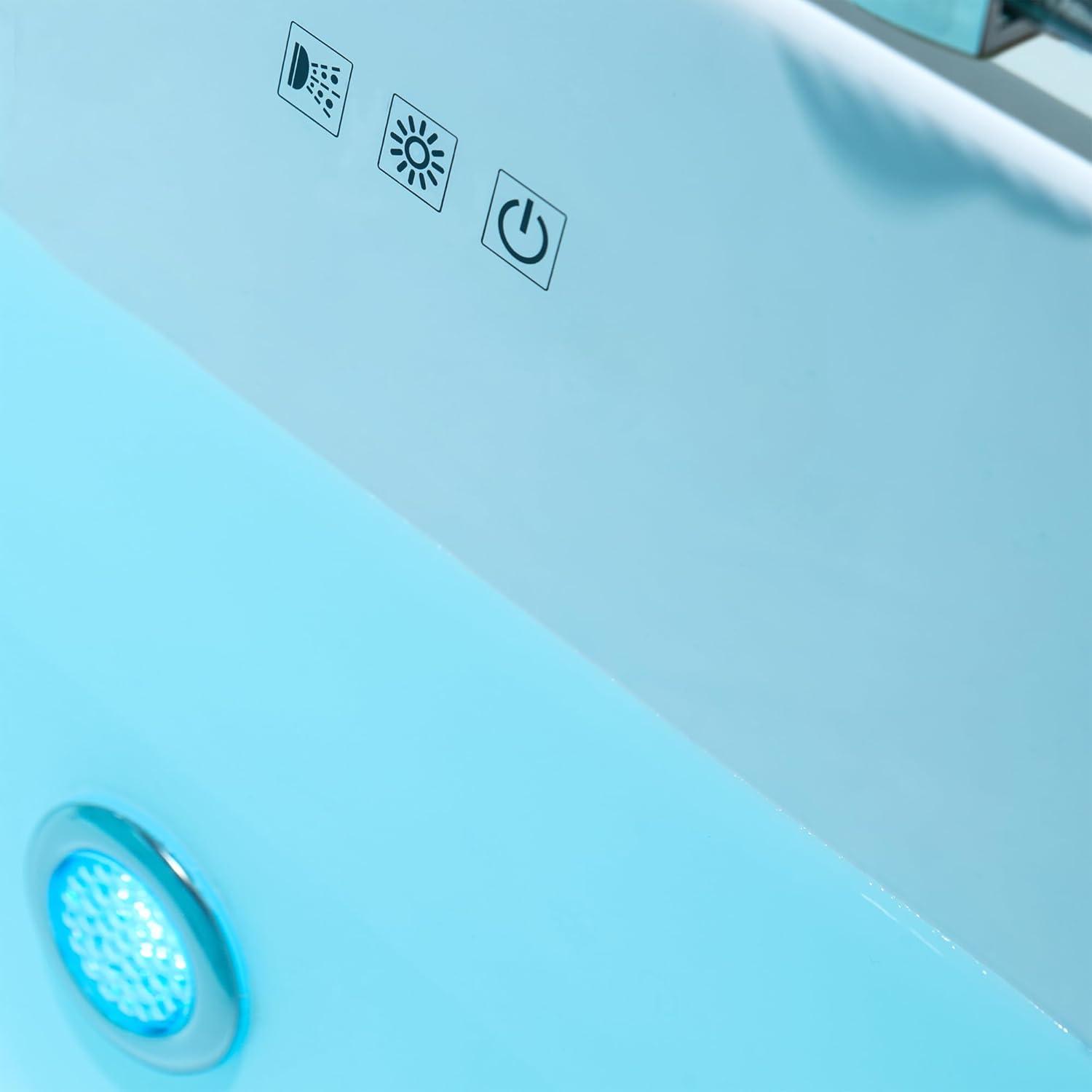 WoodBridge 60" X 30" Alcove Acrylic Rectangular Whirlpool Heated Jetted Tub In White With Drain and Overflow BS666-R-CH01