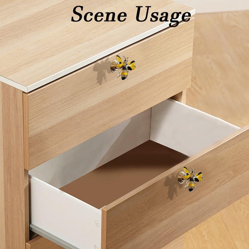 Stylish Yellow Bee Knob Handle 4 Pcs Zinc Alloy Furniture Decoration Accessories(Bee) for Cupboards, Wardrobes, Drawers, Bedside Cabinets, Closet Doors - Designed for Home or Office
