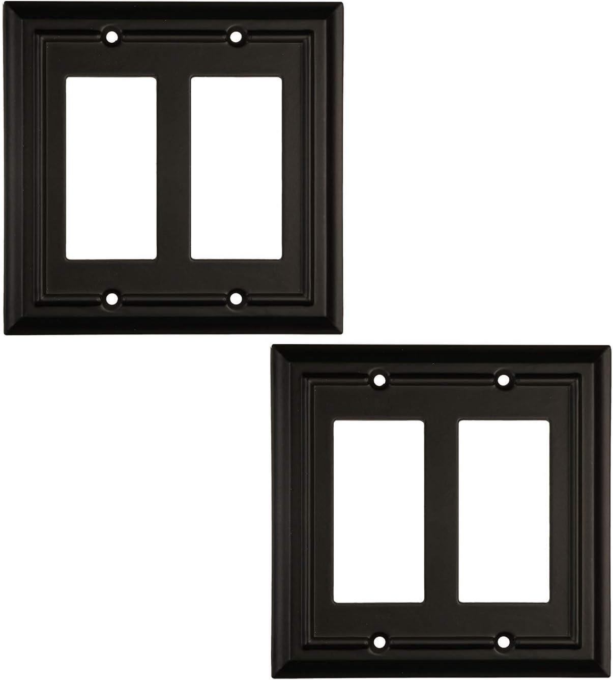 Black Metal Double Decorator Light Switch Cover, 2-Pack