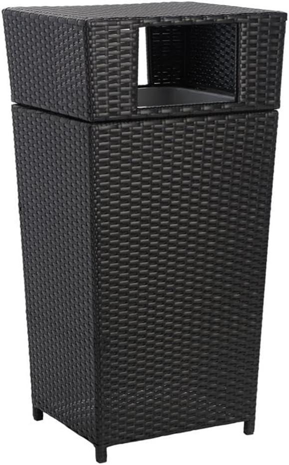 Mazeli Outdoor Trash Can - Black - Safavieh