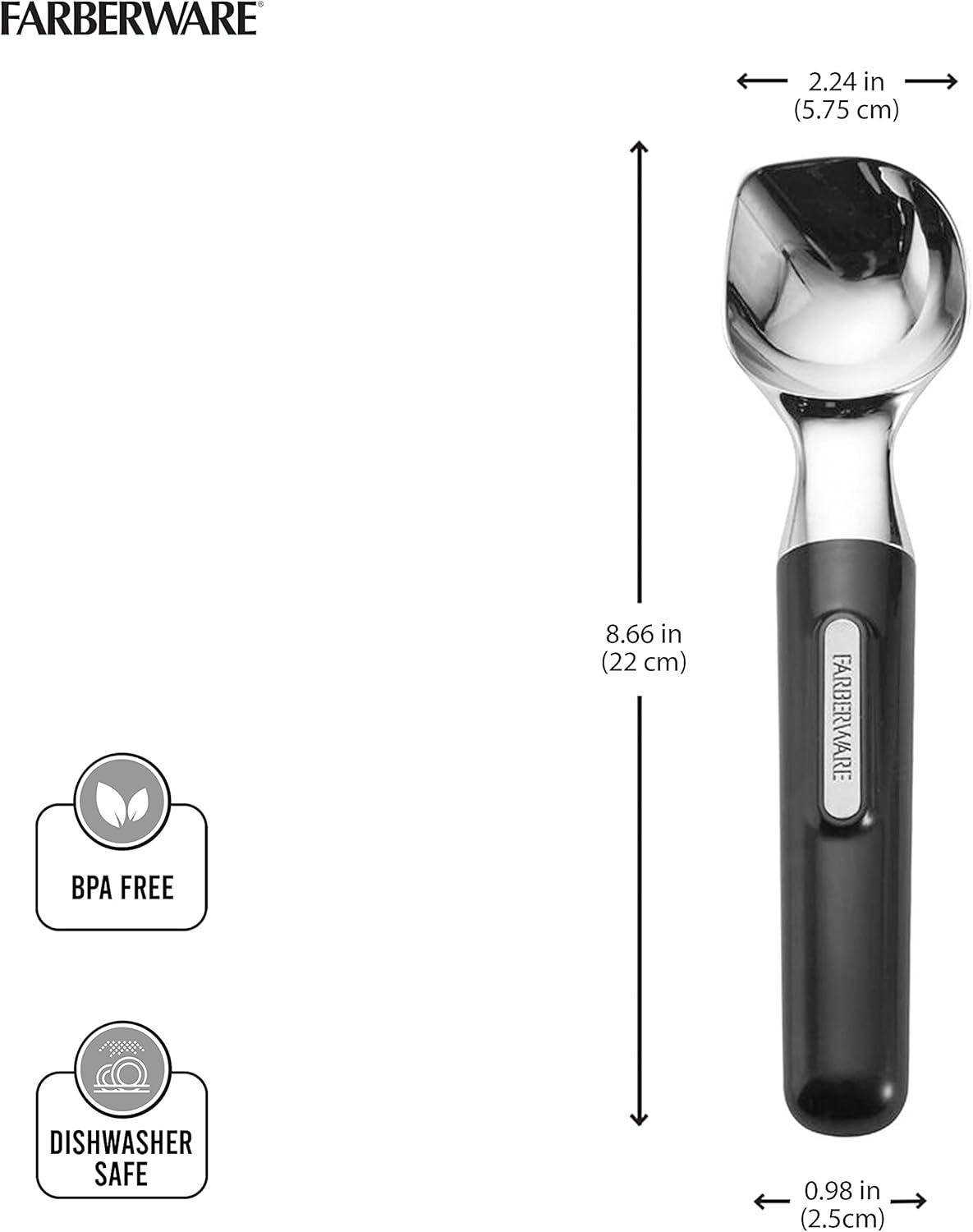 Farberware Black and Chrome Ice Cream Scoop with Plastic Handle