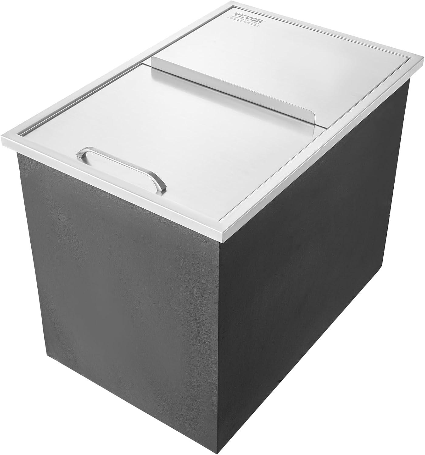 VEVOR 27" Stainless Steel Drop-In Ice Chest with Sliding Cover