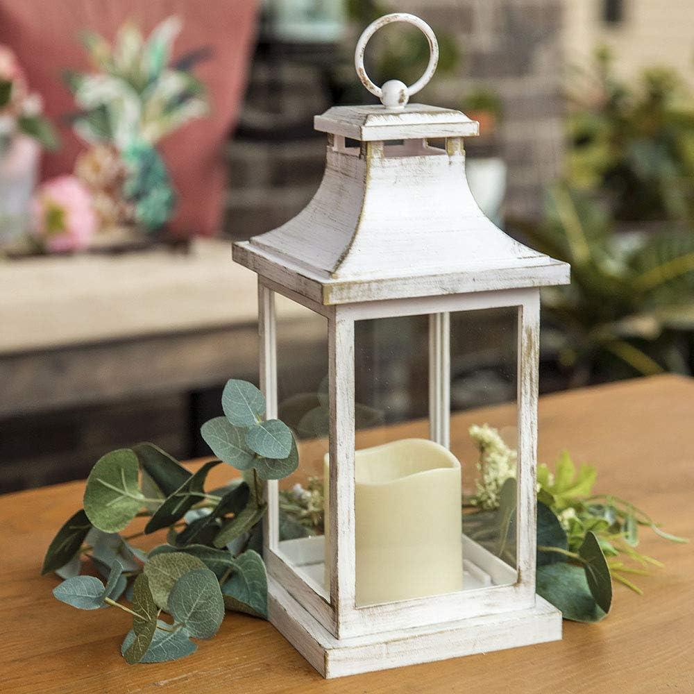 LED Decorative Lanterns - Set of 6 - Kate Aspen Vintage Rustic Home Dcor Lantern Tabel Centerpiece for Wedding, Bridal Shower, Anniversary Party - White/Ivory