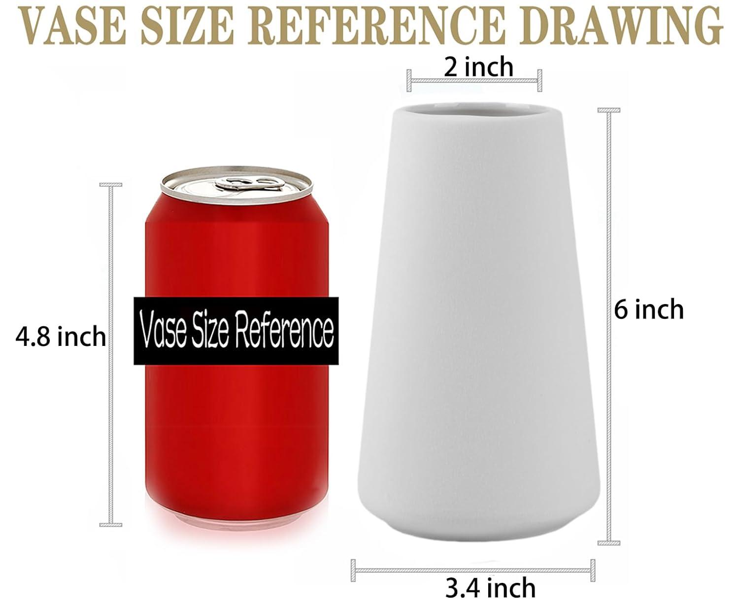 Simple Vase for Flowers Plants, Matte Vases for Modern Table Shelf Home Decor Wedding Boho Decor, 6" H Frosted Elegant Ceramic Vase for Pampas Grass Fluffy Stem Bouquet Lavender Flowers (White, 1)