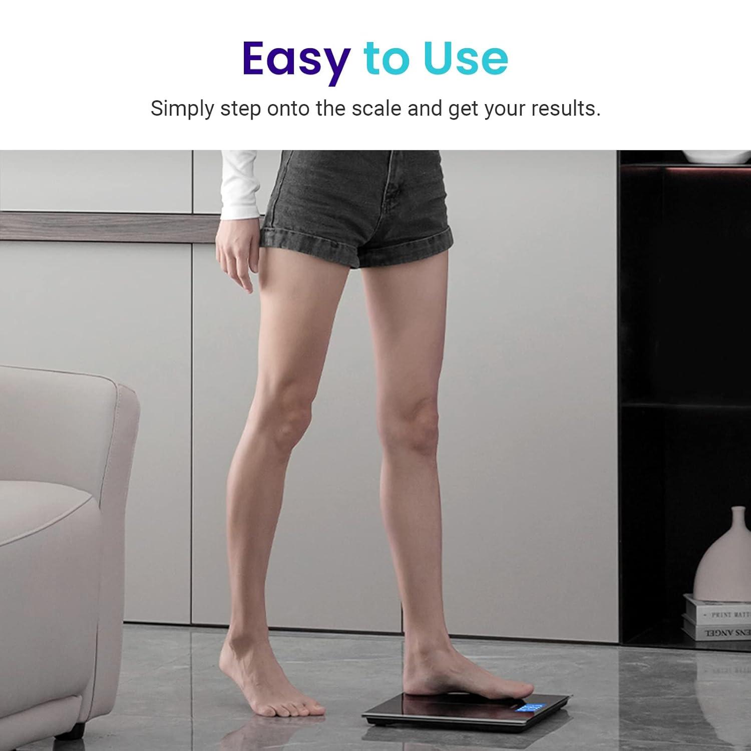 Etekcity Digital Scale For Body Weight, 400 lbs, Body Tape Measure Included, Black, EB9380H