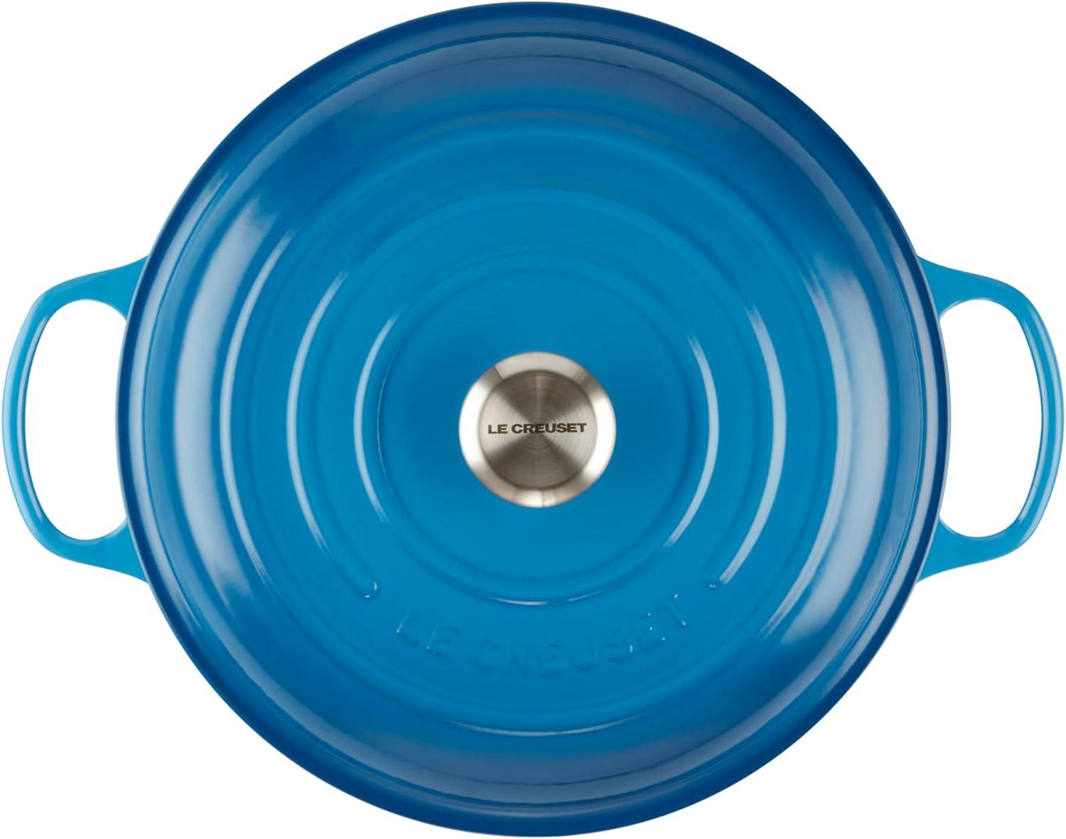 Marseille Blue Enameled Cast Iron Round Braiser, 3.5 qt