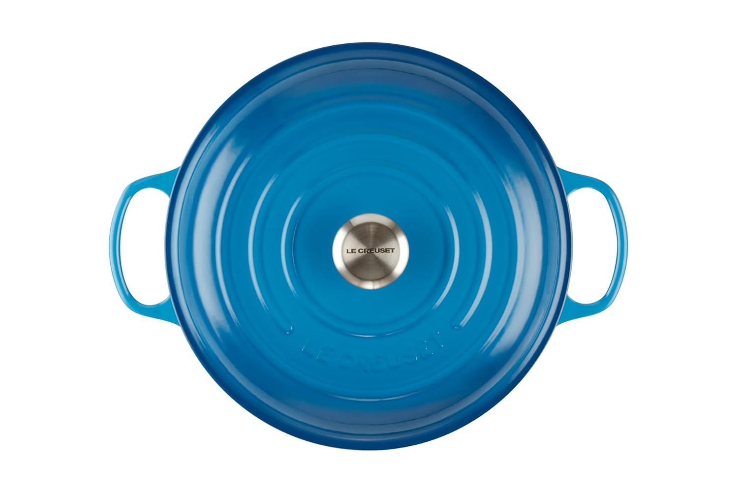 Marseille Blue Enameled Cast Iron Round Braiser, 3.5 qt